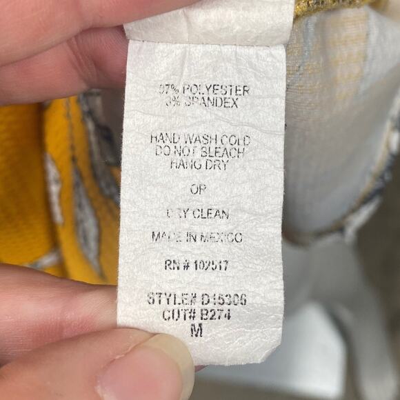 Soprano Sundress Womens Medium Yellow Floral High Neck Skater Sleeveless Sunny - Picture 5 of 5